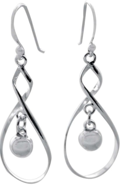 BD Silver Twist & Ball Earrings
