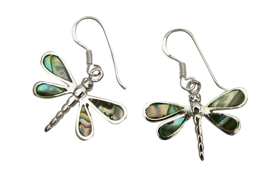 BD Silver & Paua Dragonfly Earrings