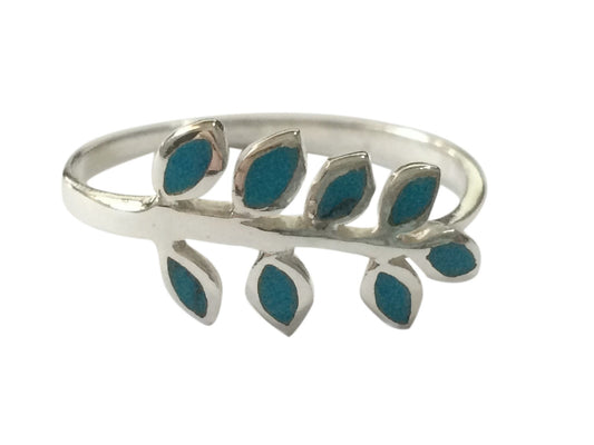 BD Silver & Turquoise Leaf Ring