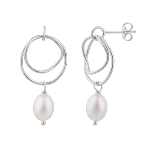 BD Silver & Pearl Double Ring Studs