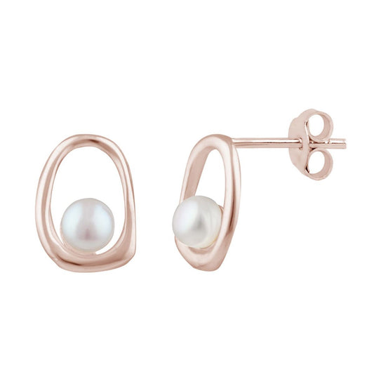 BD Silver & Rose Gold Plated  Pearl Studs