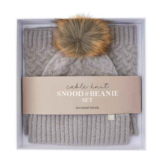 Annabel Trends Cable Knit Snood & Beanie Set