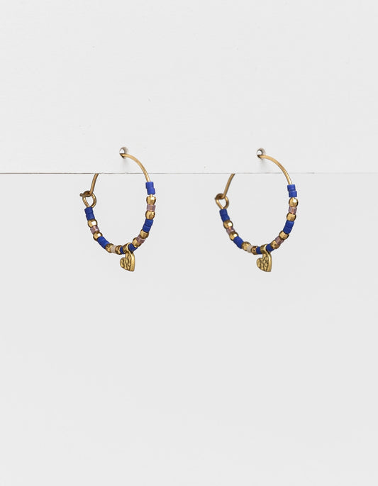 Stella + Gemma Miyuki Bead Hoop Earrings - Blue