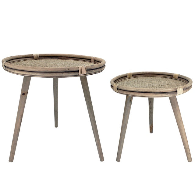 NF Living S2 Rattan Side Tables Natural 55 & 48cmD