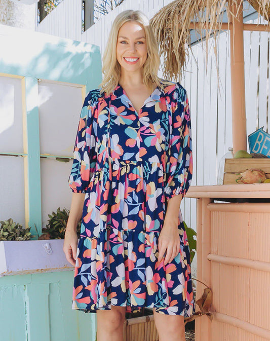 Bee Maddison Polly Dress - Navy Floral
