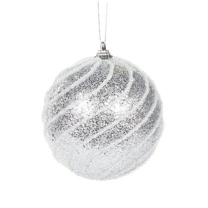 Holly And Ivy Silver Swirl Bauble