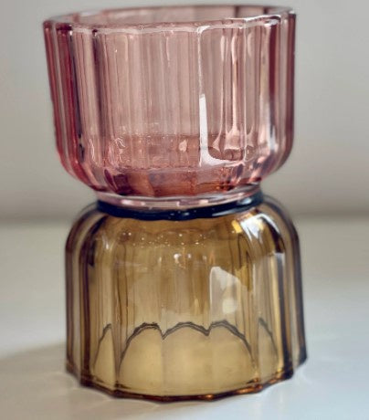 Coast To Coast Alba Glass Candleholder 10.5x7.5cm Pink