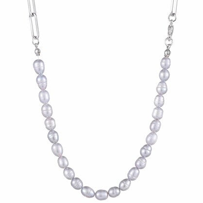 Zizu Silver/Grey Pearl Necklace