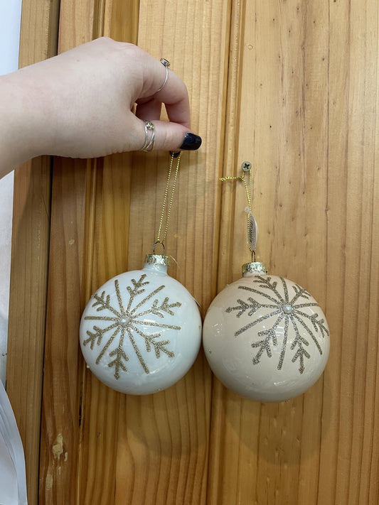 Gala Glass Bauble 8cm Pearl Gold - 2 Assorted
