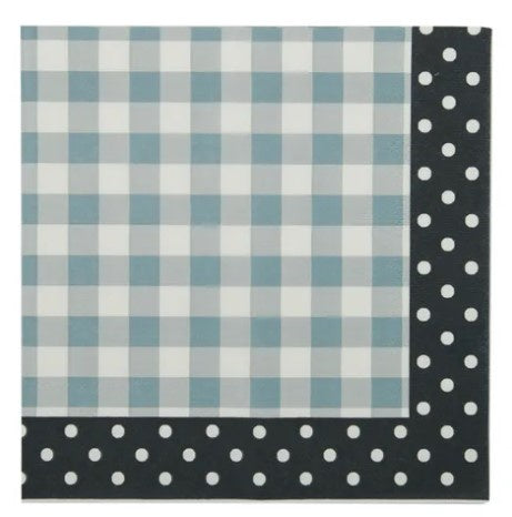 Assemble Gingham 20pk 3 Ply 33cm Napkin Slate