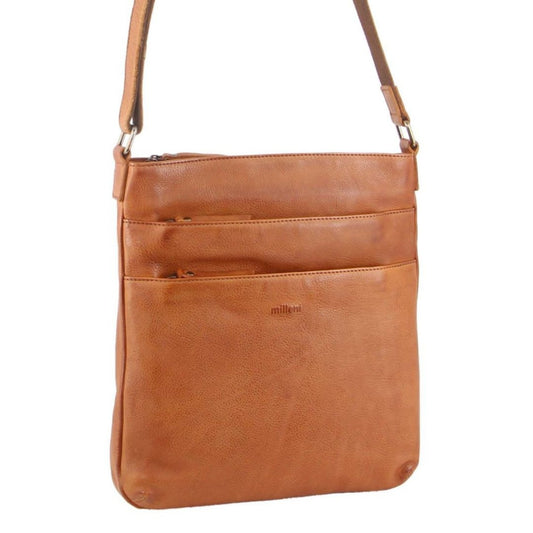 Milleni Nappa Leather Crossbody Bag - Cognac