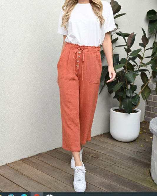 New U Collection Cotton Pant Rust