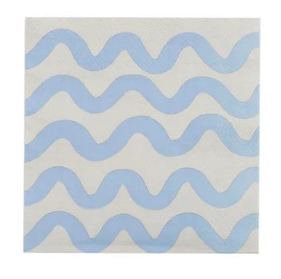 Assemble Waves 20pk 3 Ply 33cm Napkin Blue/Cream