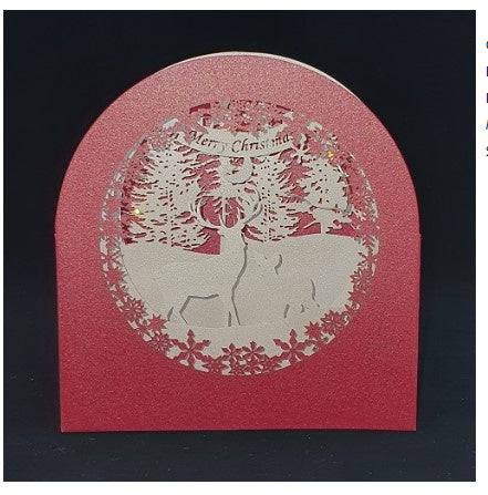 Pop-Up 3D Merry Christmas Reindeer Card Red