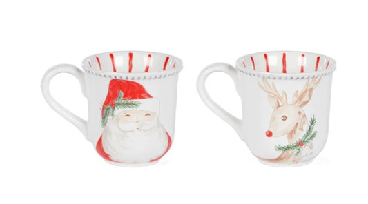 Holly & Ivy Merry Santa & Reindeer Mugs