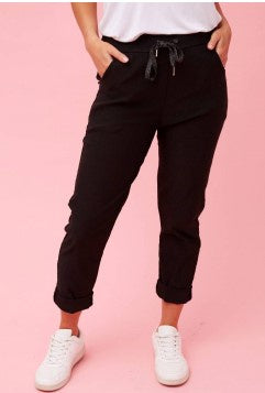 Bottega  Moda Black Pants with Metalic Waist Tie