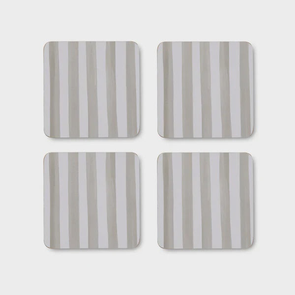 Madras Link Taylor Stripe Neutral Square Set of 4 Coasters