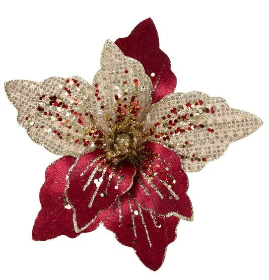 Gala Poinsettia w/Clip 21cm - Red