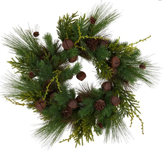 Gala Pine Wreath w/ Rusty Bell - 71cm