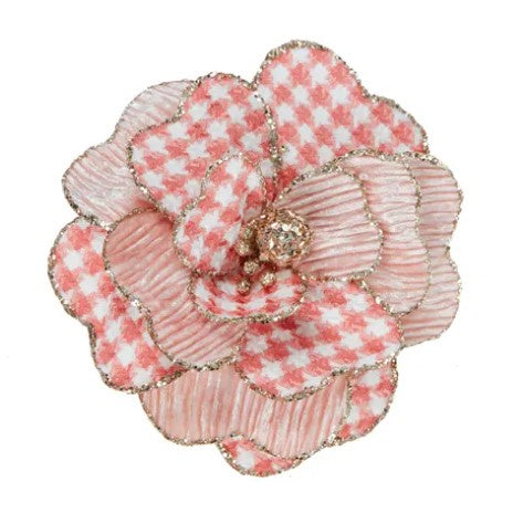 Gala Checkered Flower Fabric - Pink