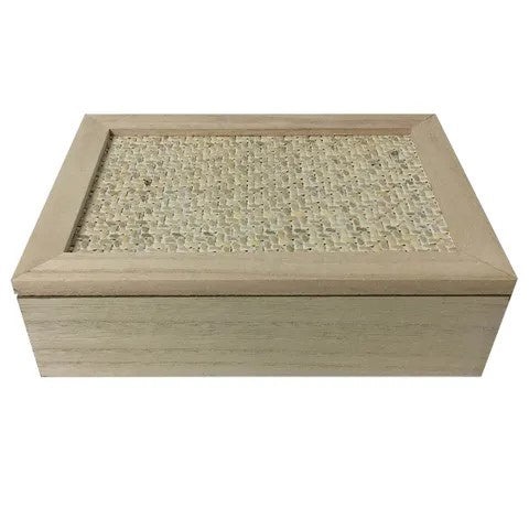 Casa Regalo Rectangle Natural/White 6 section tea box