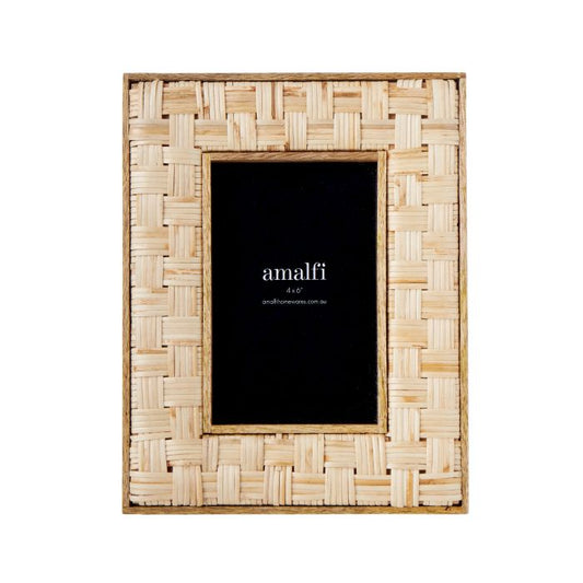 Amalfi Mango Wood & Rattan Photo Frame 4 x 6 "