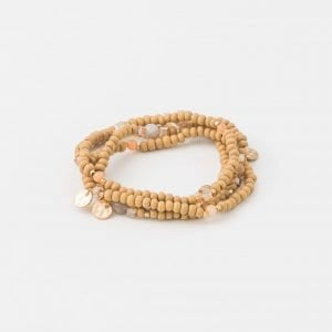 Stella + Gemma Bracelet 4/Set Peach/Gold Beads