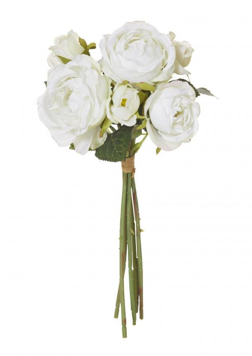 Rogue Garden Rose Boquet White 20x20x38cm