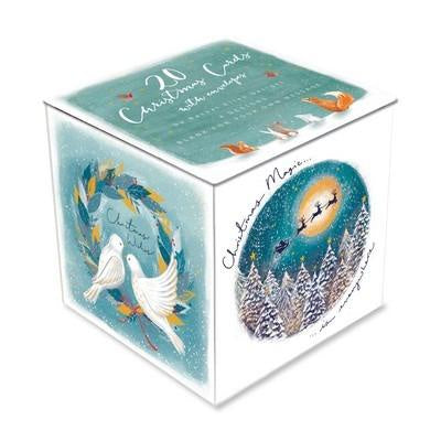 Rachel Ellen 20 Christmas Cards Cube Set - Twilight