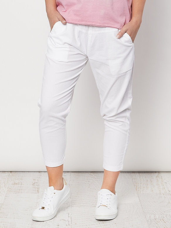 Threadz Ribbed Waist Pant - White