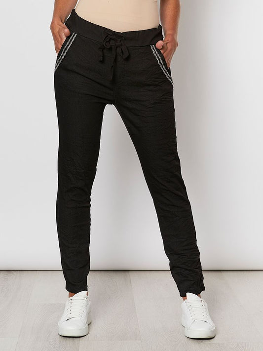 Threadz - Pocket Detail Jogger Jean - Black