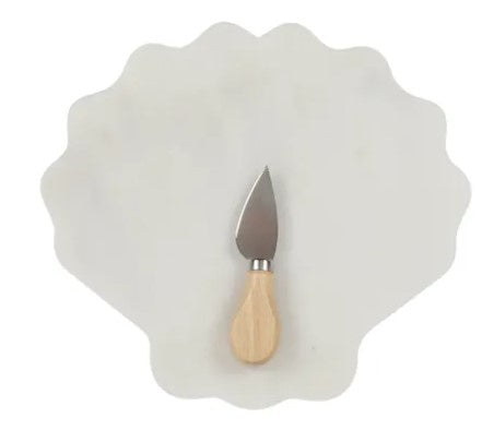 Assemble Shell Shape Marble Board w Knife - 25x23cm