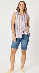 Gordon Smith Multi Linen Stripe S/less Shirt