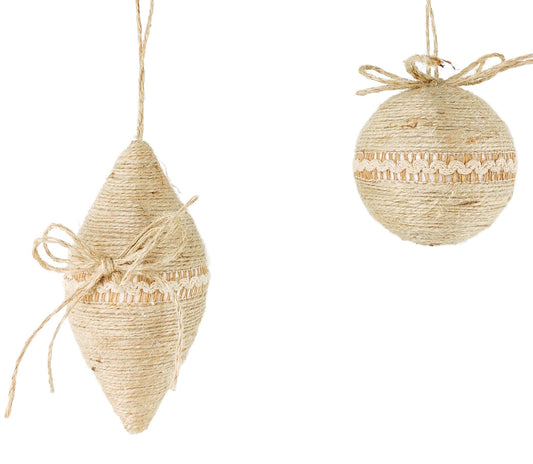 Urban Products Rattan Bauble & Teardrop Natural 8cm - 2 Assorted